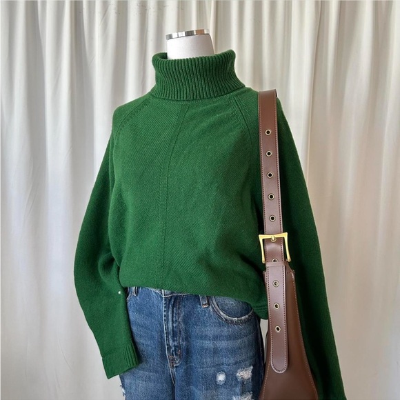Biden Wool Cashmere Blend Green turtleneck sweater Large. - Picture 1 of 8